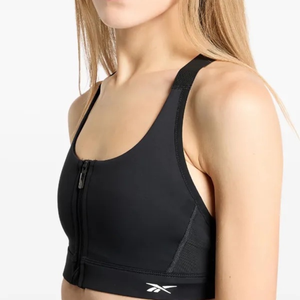 NWOT Reebok Black Zip-Front Sports Bra